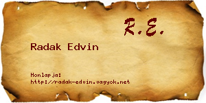 Radak Edvin névjegykártya